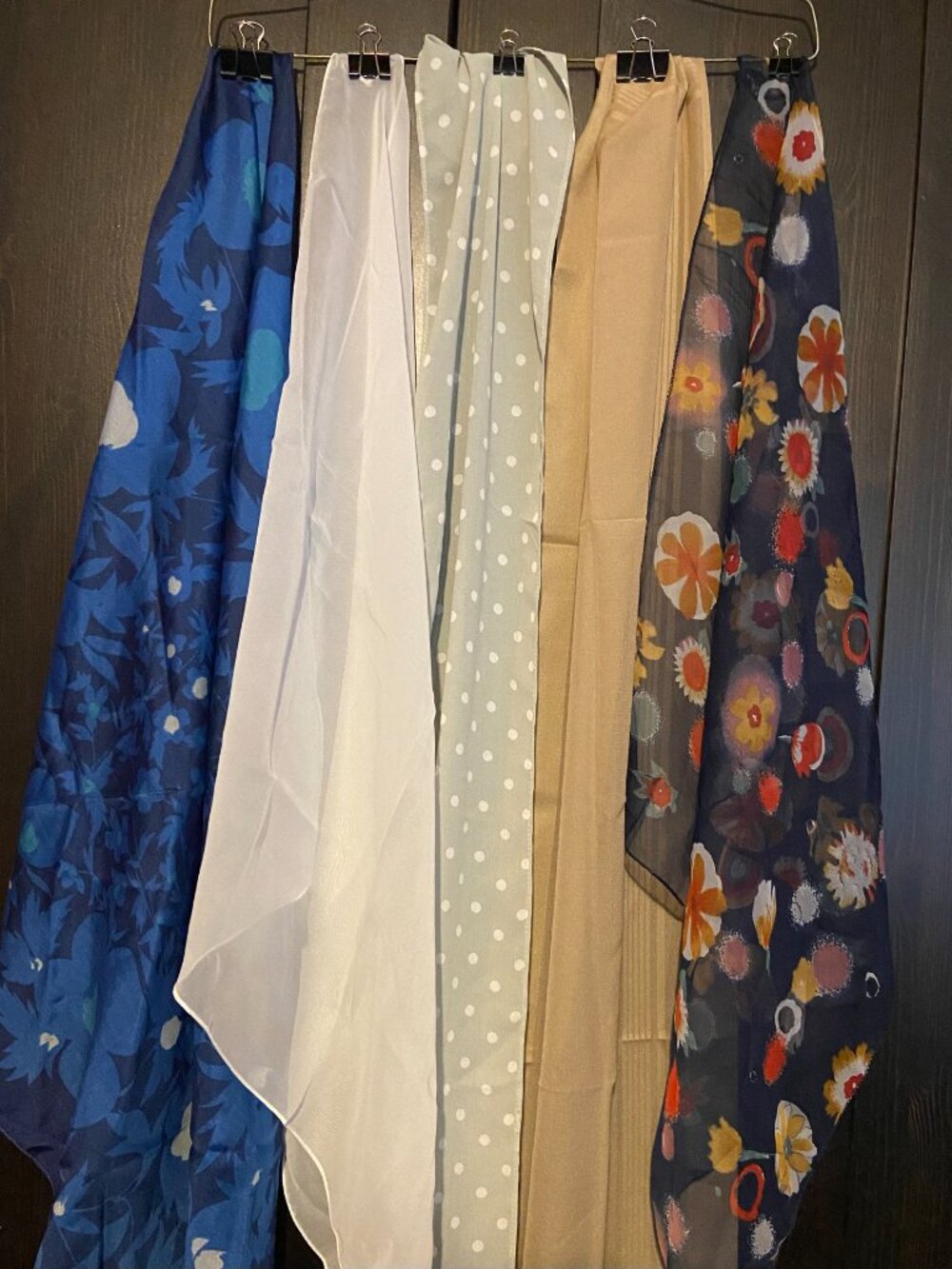 5 Vintage Scarves Lot#3 Different Colors and Sizes Some with Tags 60's to 90's - Picture 4 of 11